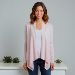 Kohl’s Cardigan Women SZ XL Pink Open Knit Sweater Shawl Collar